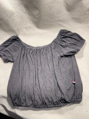 Sol Angeles Gray Puff Sleeve Midi Top
